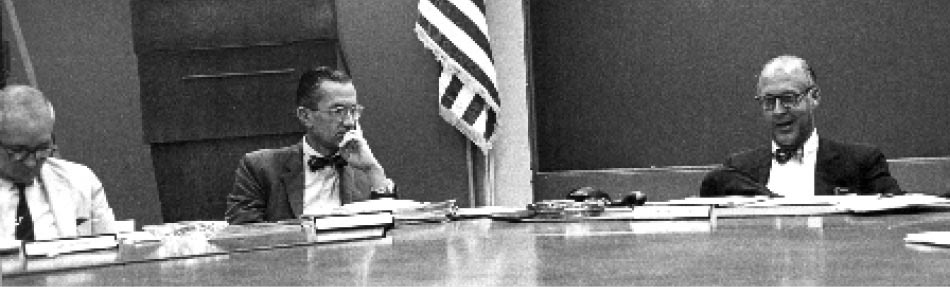 Robert Komer (right), with William Colby (center) at MACV Headquarters, date unknown. 